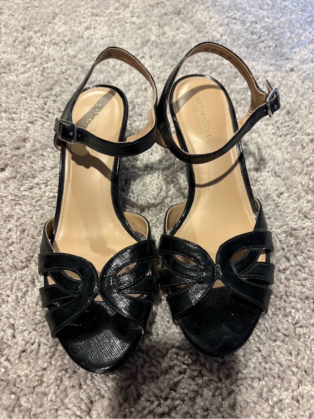 Naturalizer Black Open-Toe Ankle-Strap Heels